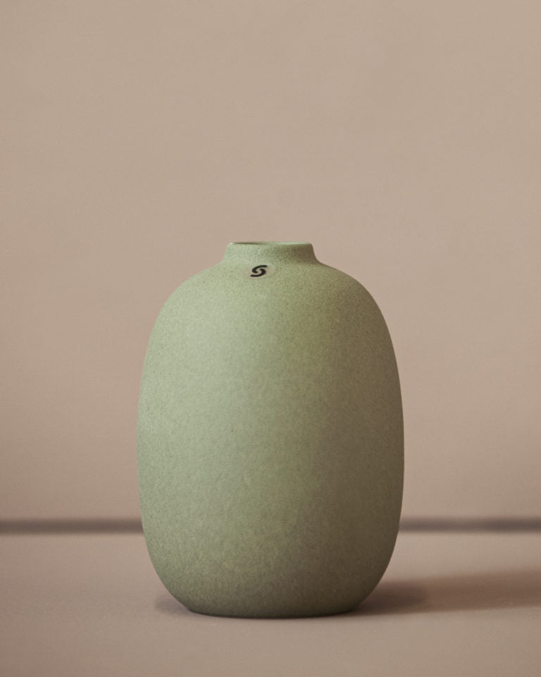 Keramikvase Albacken, oval, grün