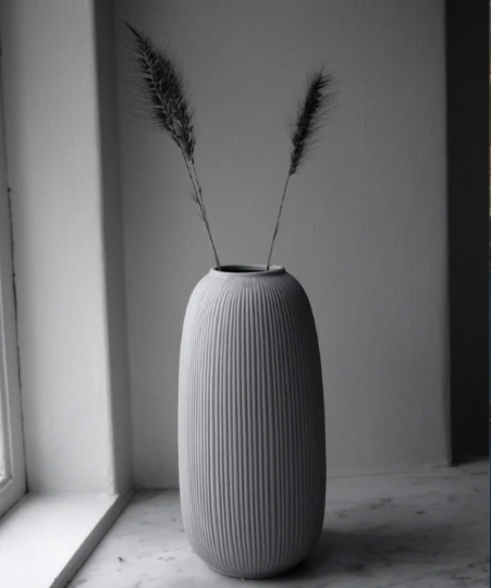 Vase Aby, hoch, rund, hell grau - mueggelig