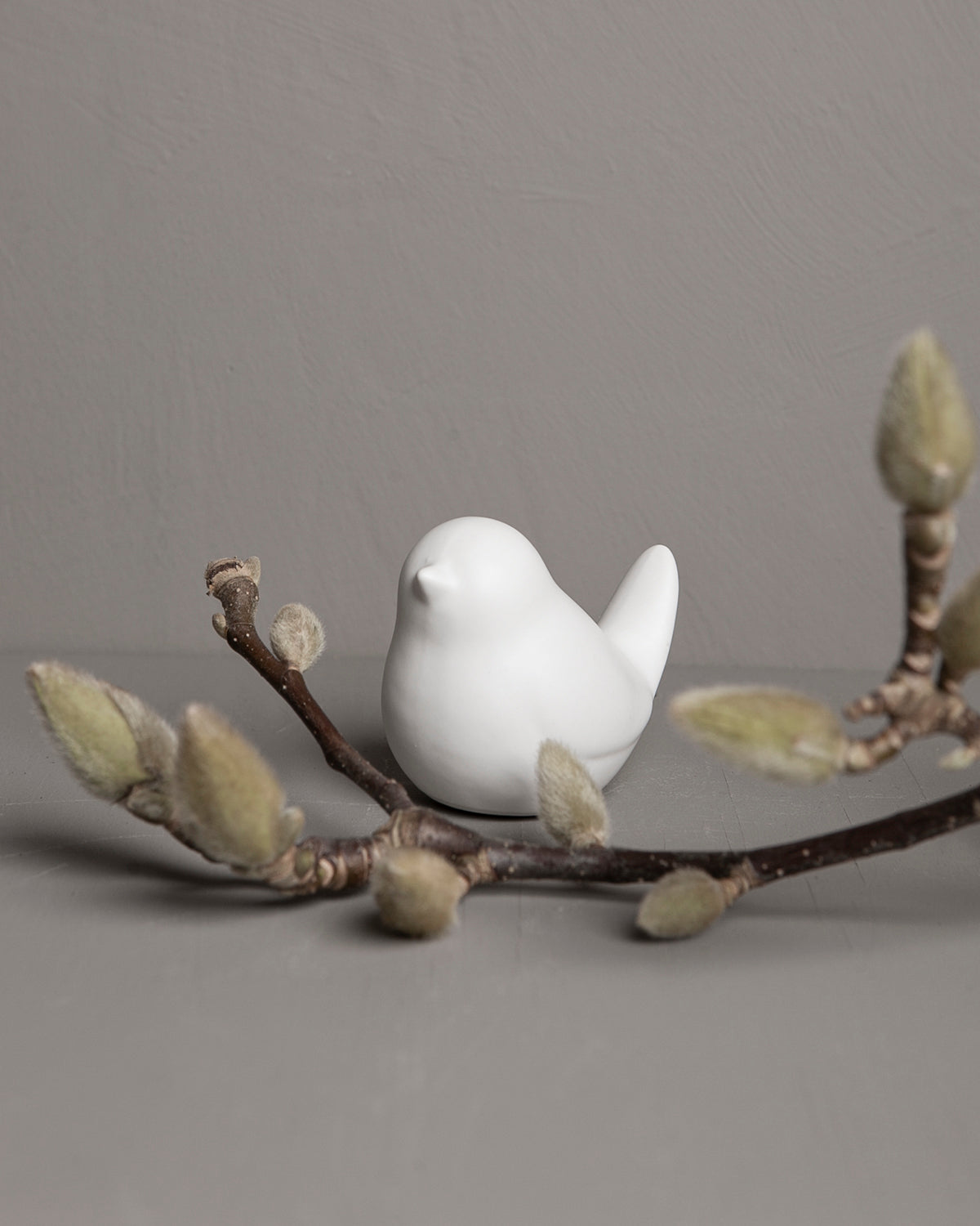 Vogel Herman aus Keramik, klein, weiß