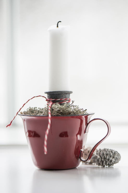 Mini Tasse aus Emaille, Weihnachtsdeko, rot