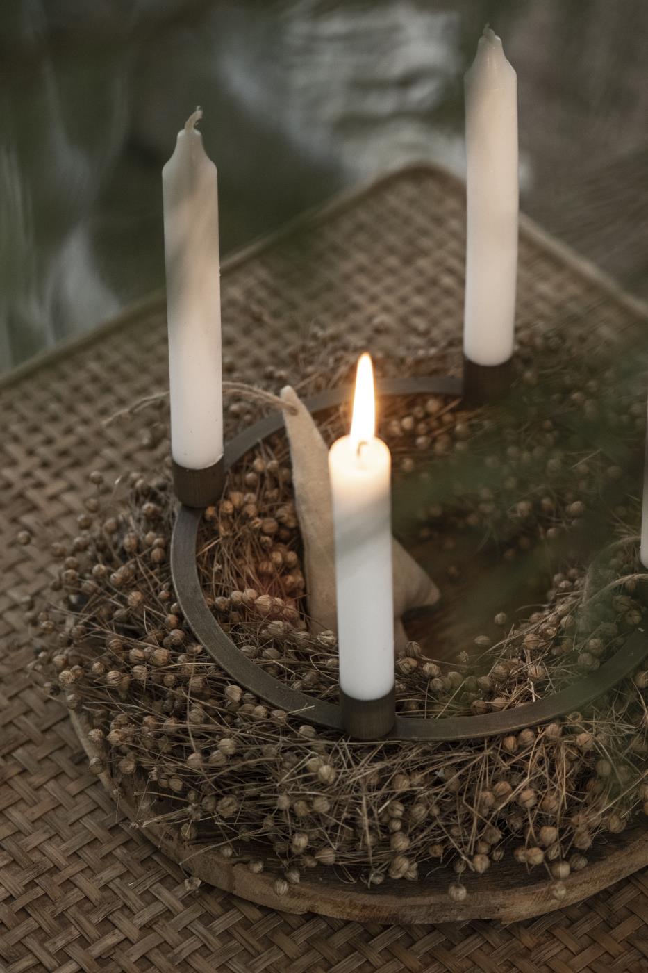 Kerzenkranz, Kerzenhalter, Adventskranz für 4 Kerzen, 21cm Durchmesser, goldfarben
